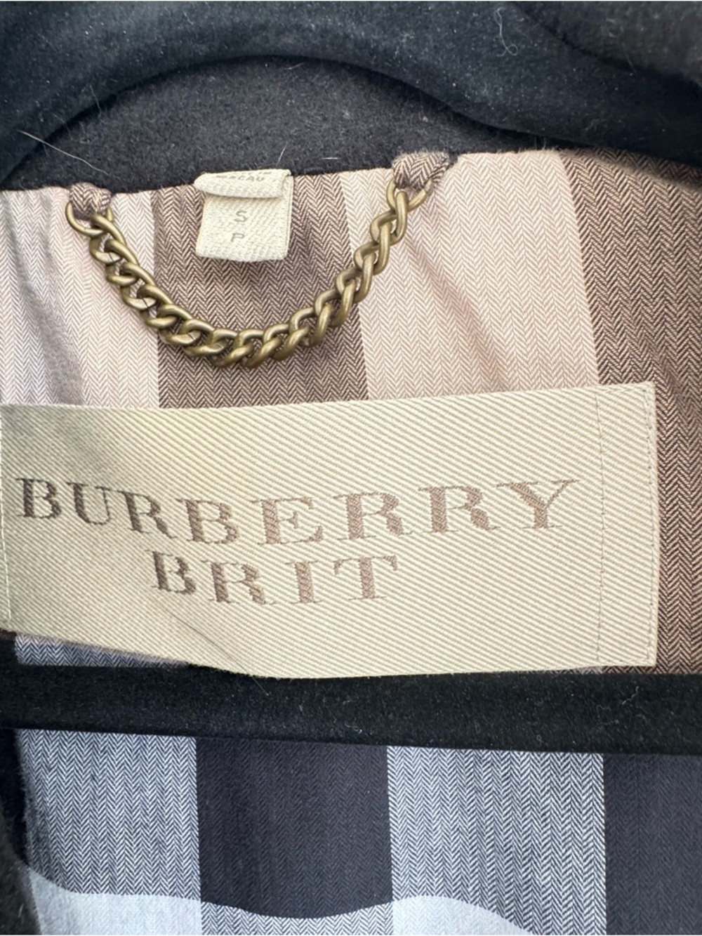 Burberry Brit Black Double-Breasted Wool Trench Coat with Belt - Picture 3 of 13